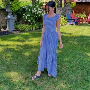 Free People Blue Striped Maxi Dress
